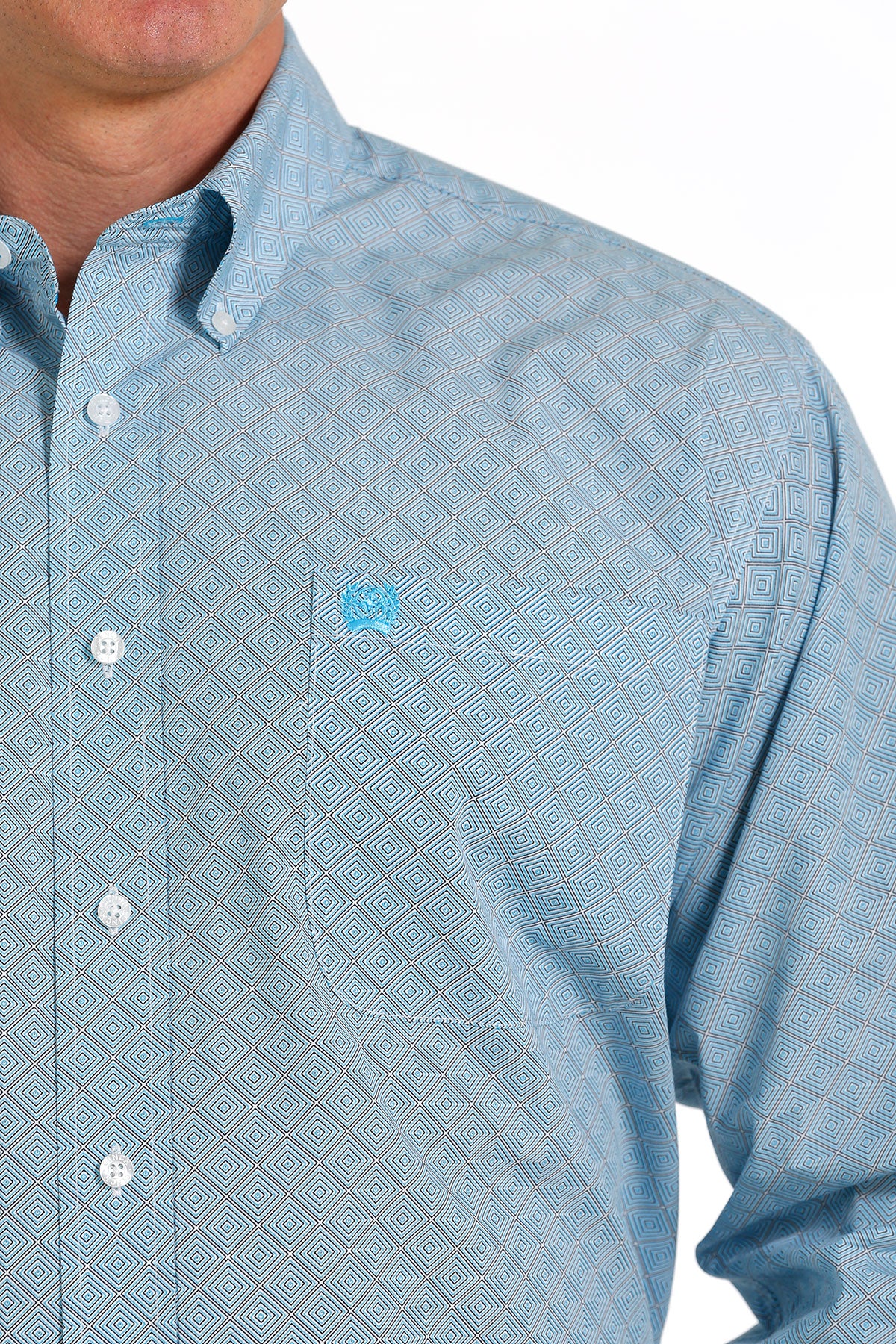 CINCH MENS TURQUOISE LONG SLEEVE BUTTON UP SHIRT