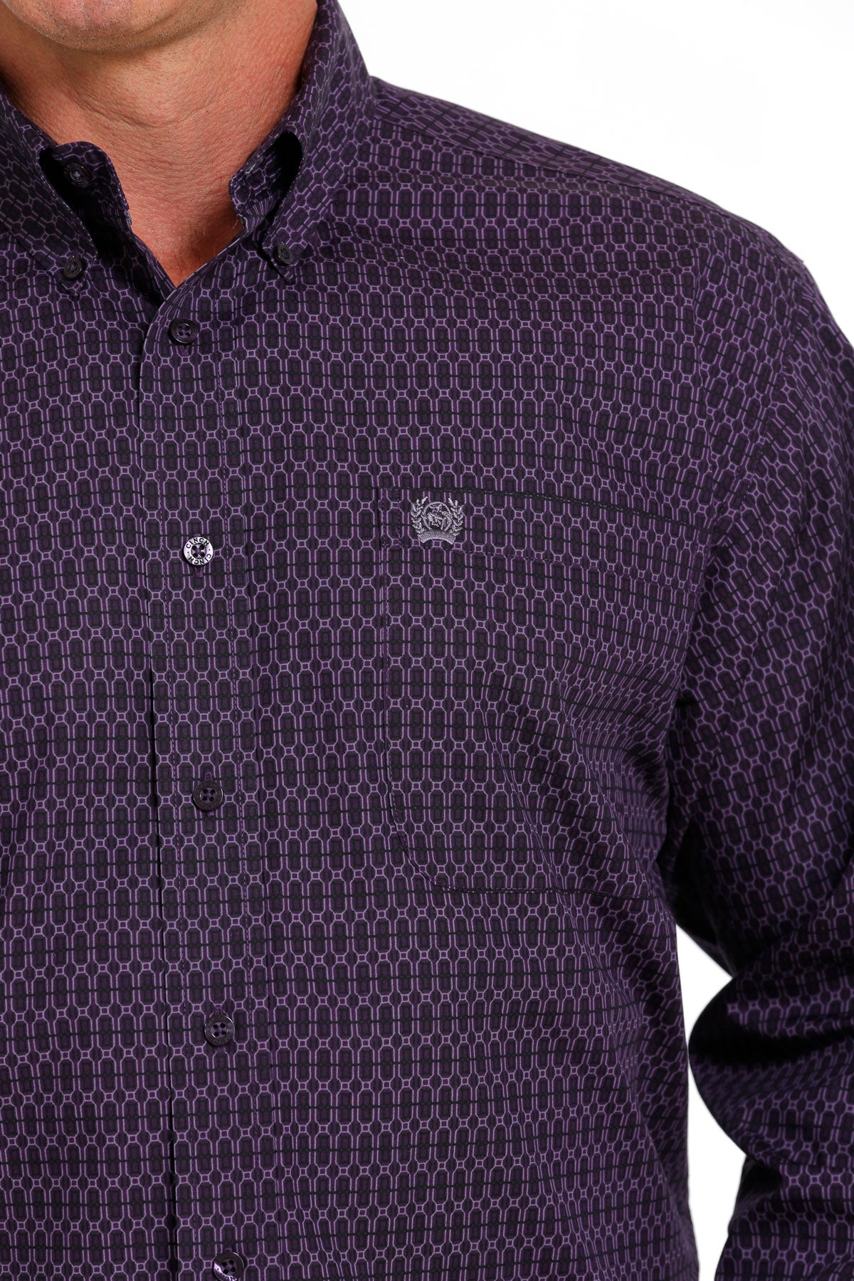 CINCH PURPLE GEOMETRIC PRINT LONG SLEEVE SHIRT