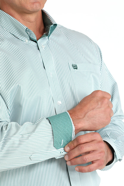 CINCH GREEN STRIPED LONG SLEEVE SHIRT