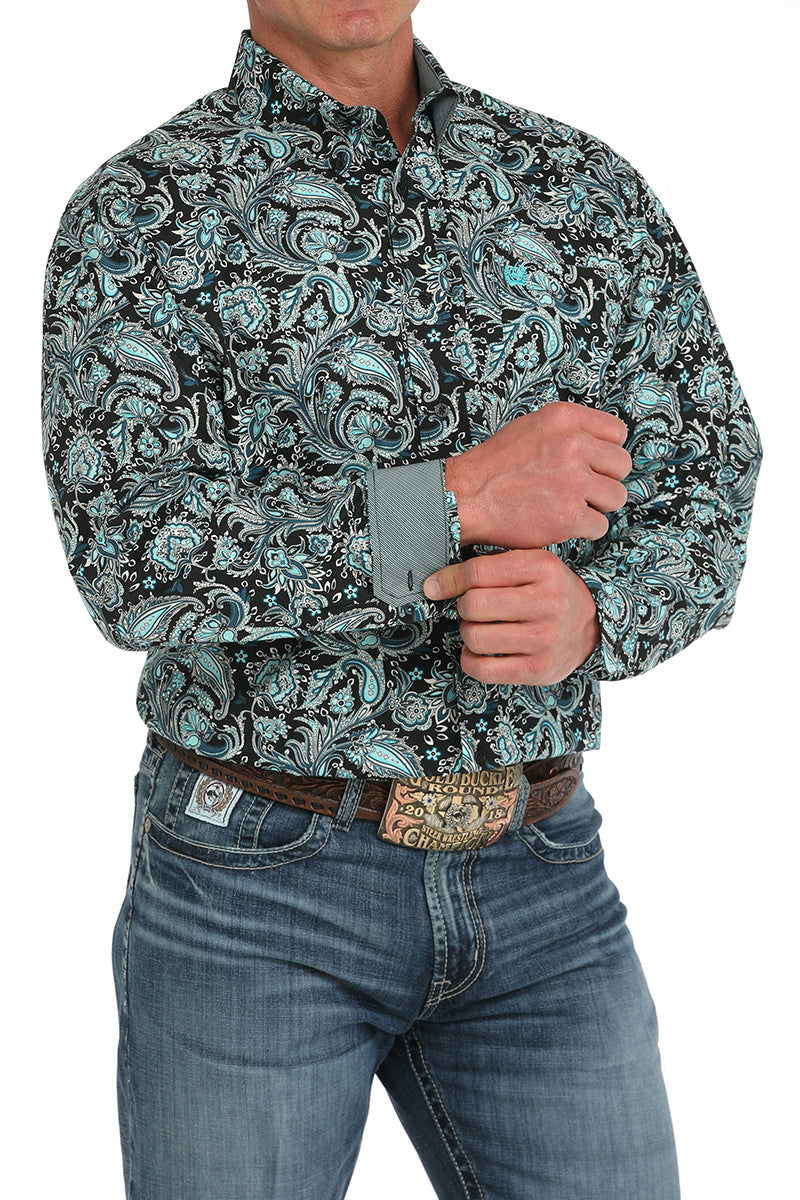 Cinch Paisley Print Button-Down Western Shirt