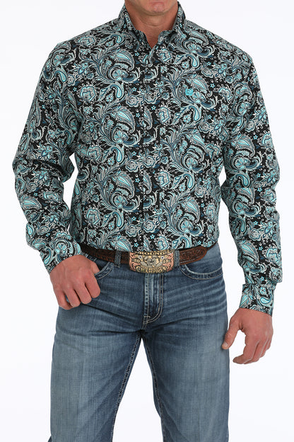 Cinch Paisley Print Button-Down Western Shirt