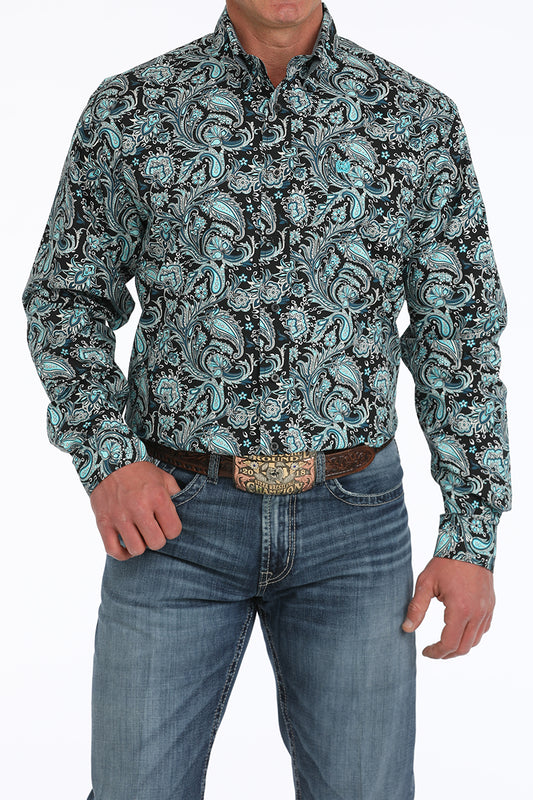Cinch Paisley Print Button-Down Western Shirt