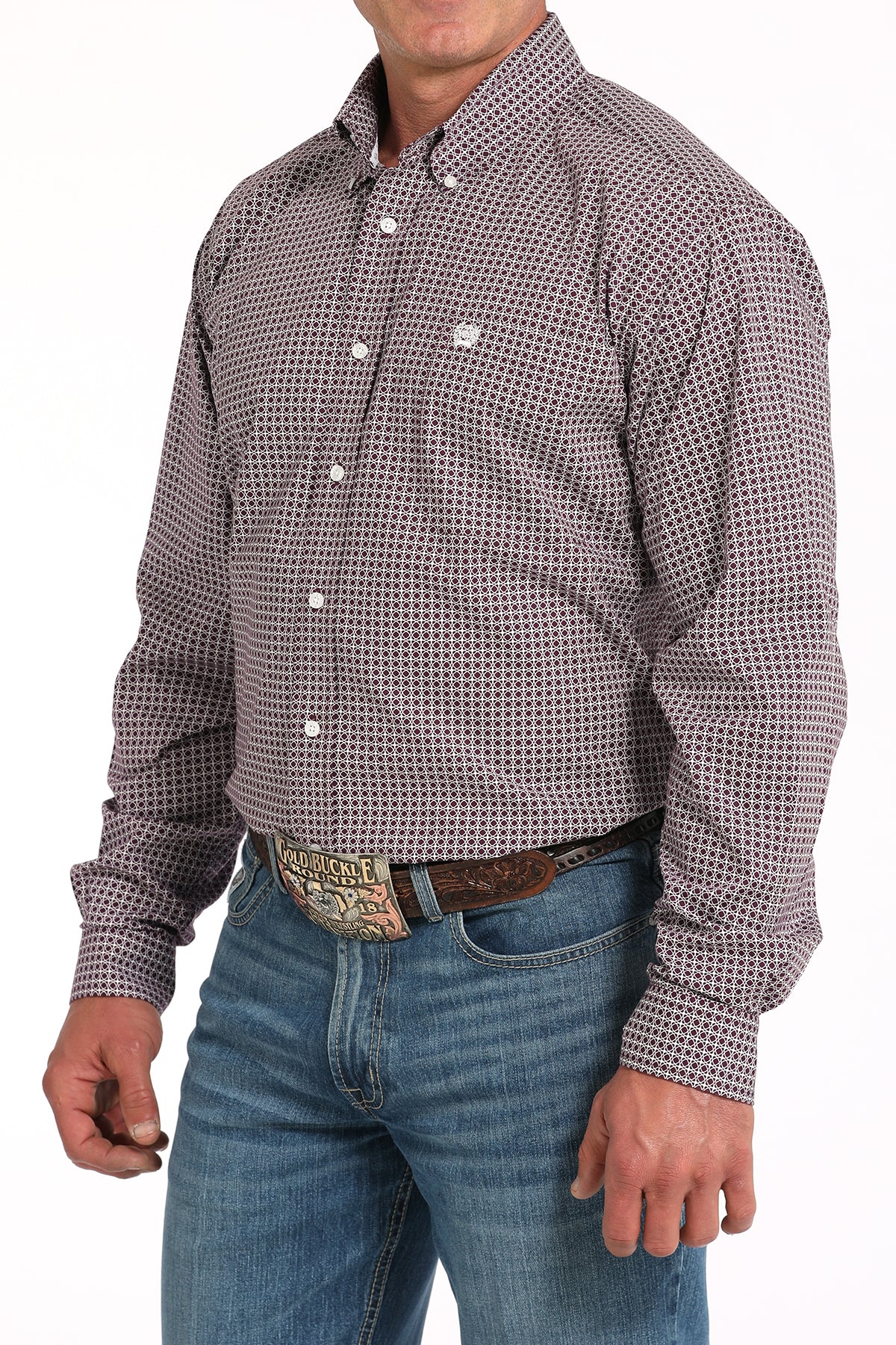 CINCH PURPLE GEO PRINT LONG SLEEVE SHIRT