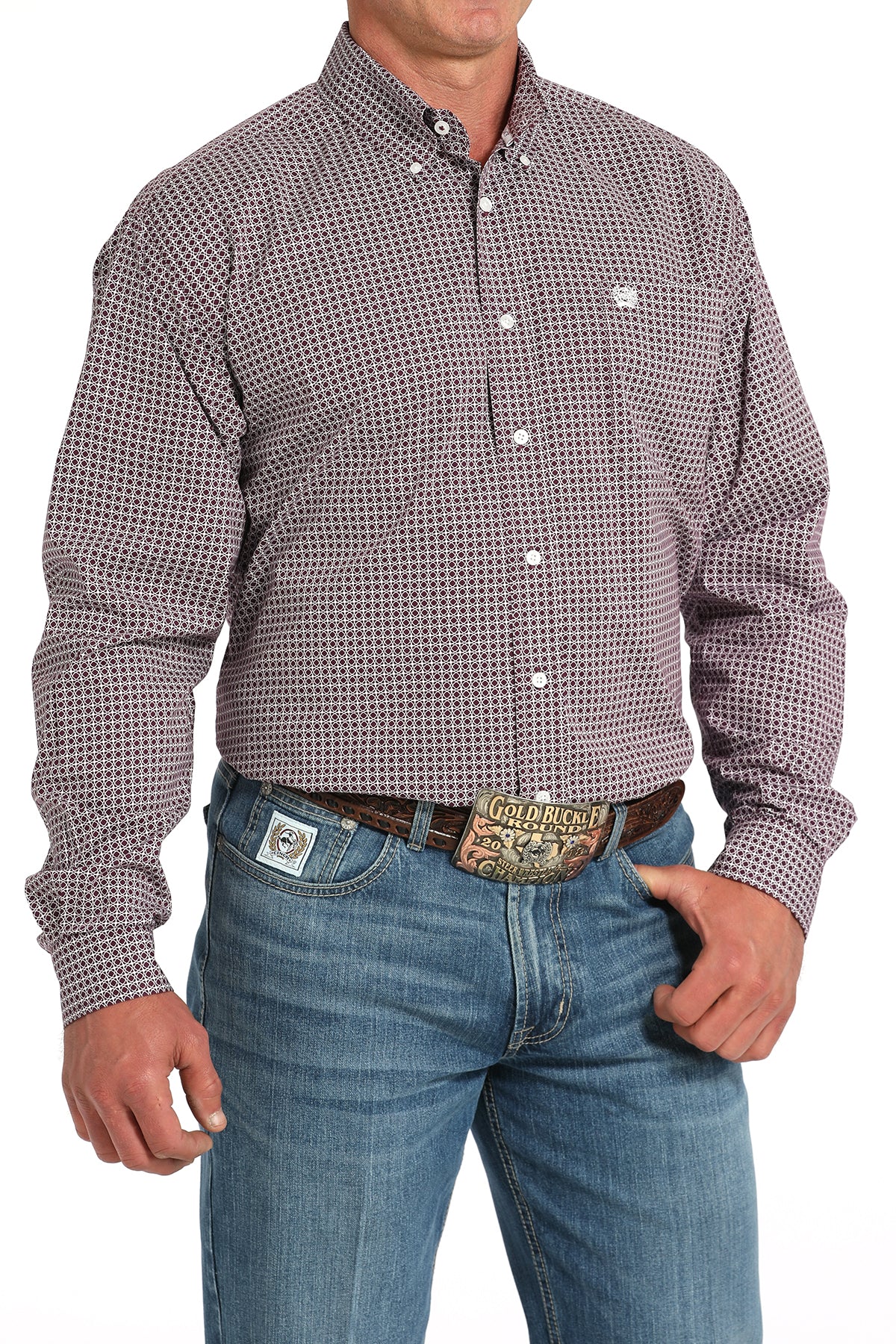 CINCH PURPLE GEO PRINT LONG SLEEVE SHIRT