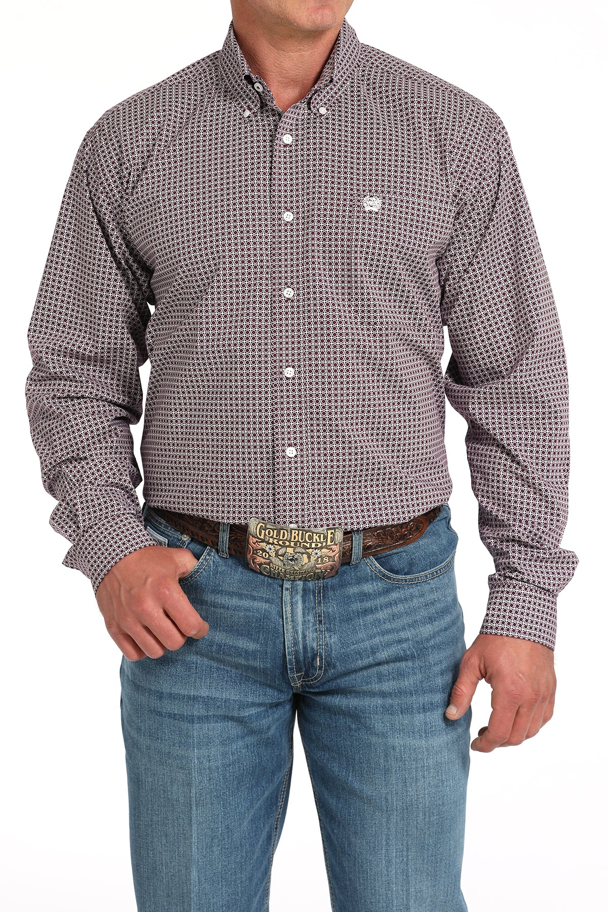 CINCH PURPLE GEO PRINT LONG SLEEVE SHIRT