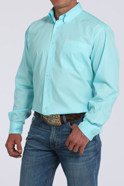Cinch Turquoise Solid Button-Down Western Shirt