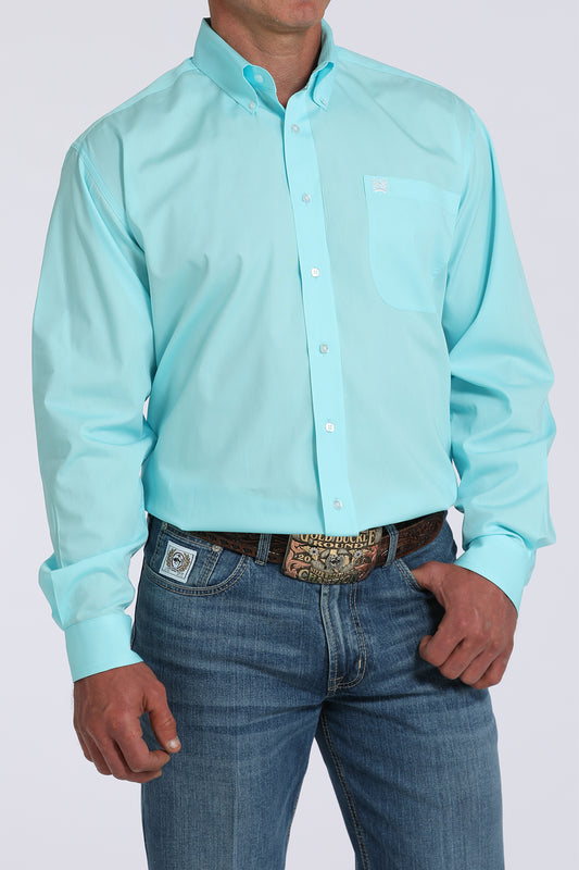 Cinch Turquoise Solid Button-Down Western Shirt