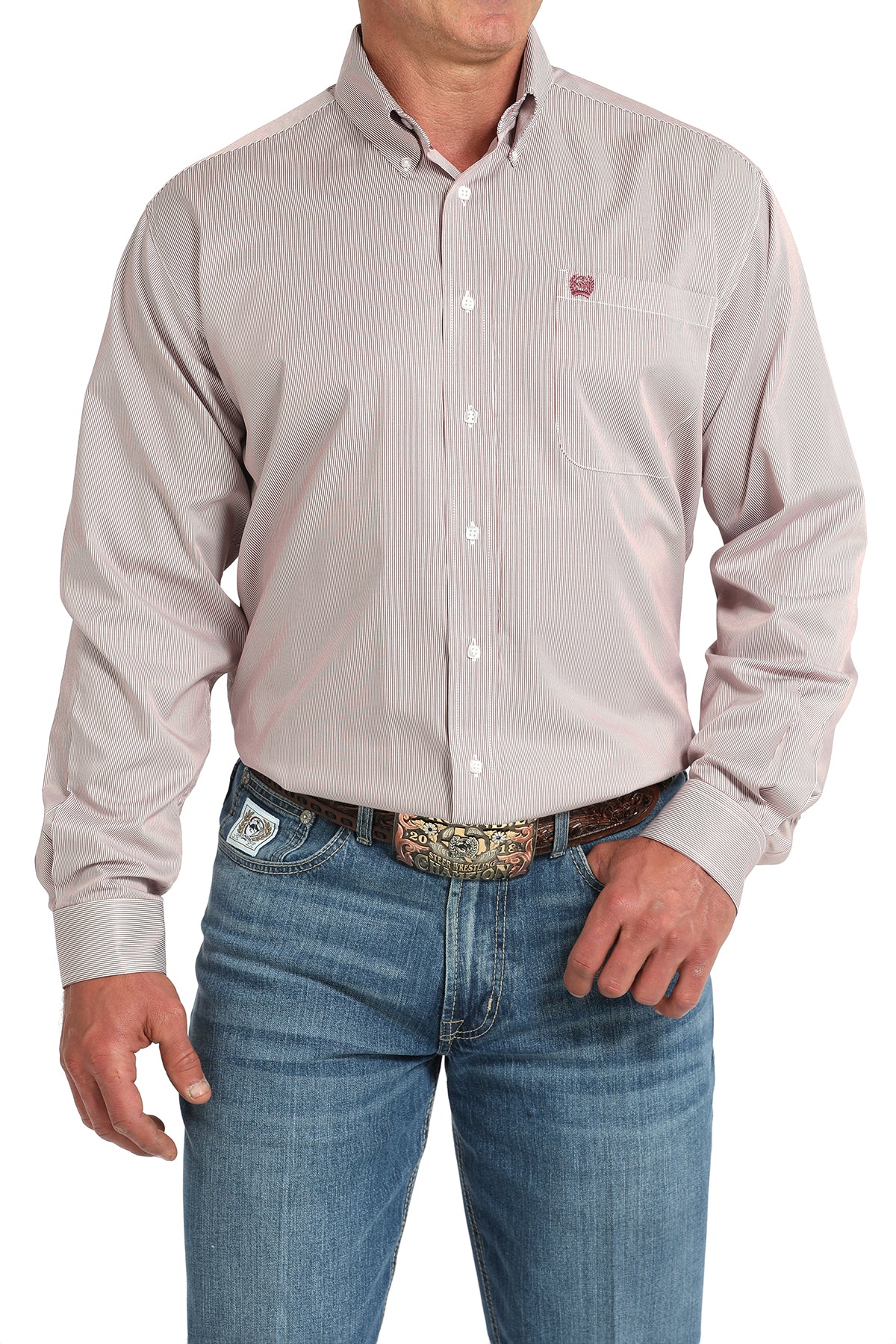 Cinch Pink Tencel™ Striped Button-Down Western Shirt