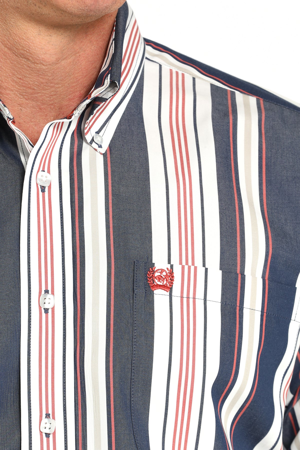 Cinch Men's Navy Striped Long Sleeve Shirt
