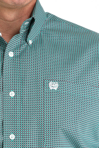 Cinch Men's Turquoise Long Sleeve Print Button Down Shirt