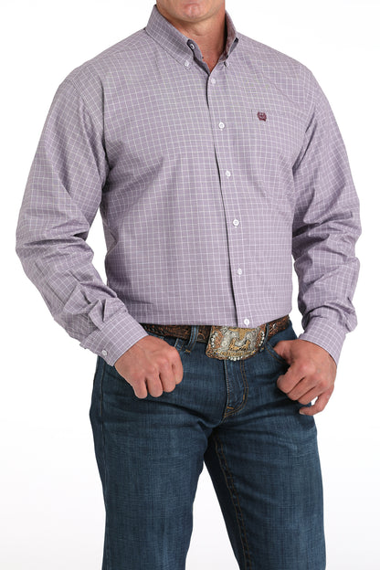 Cinch Men's Lilac Plaid Button-Down Western Shirt