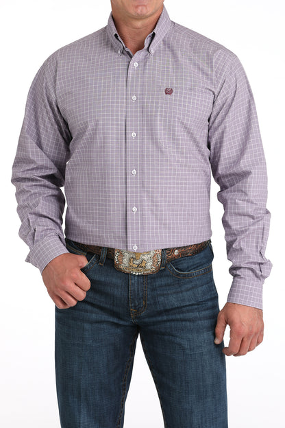 Cinch Men's Lilac Plaid Button-Down Western Shirt