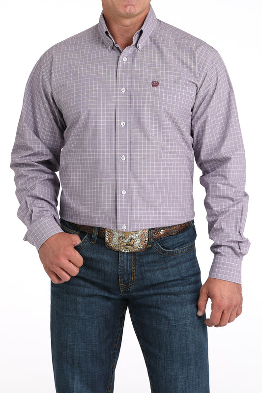 Cinch Men's Lilac Plaid Button-Down Western Shirt