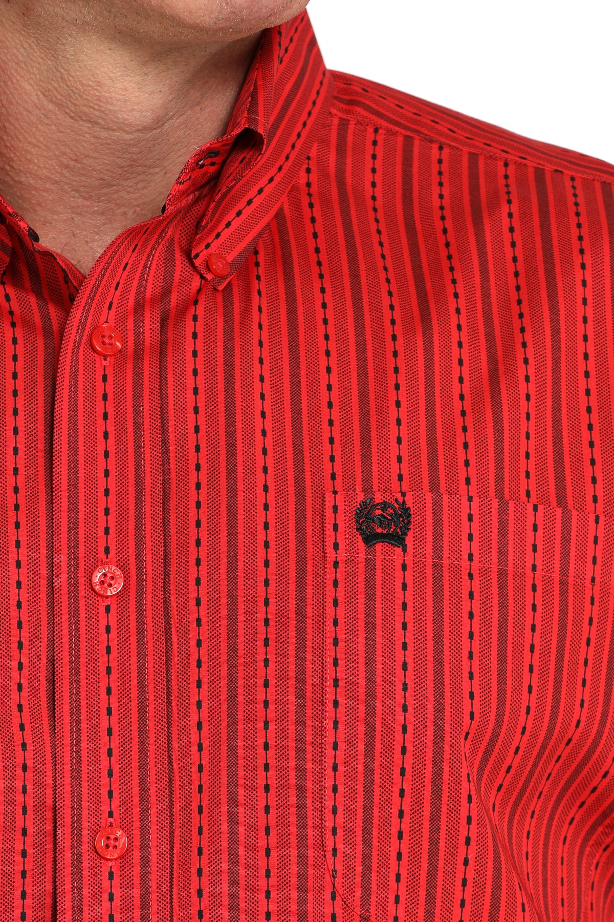 Cinch Red With Black Stripe Long Sleeve Shirt