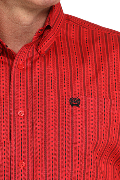 Cinch Red With Black Stripe Long Sleeve Shirt