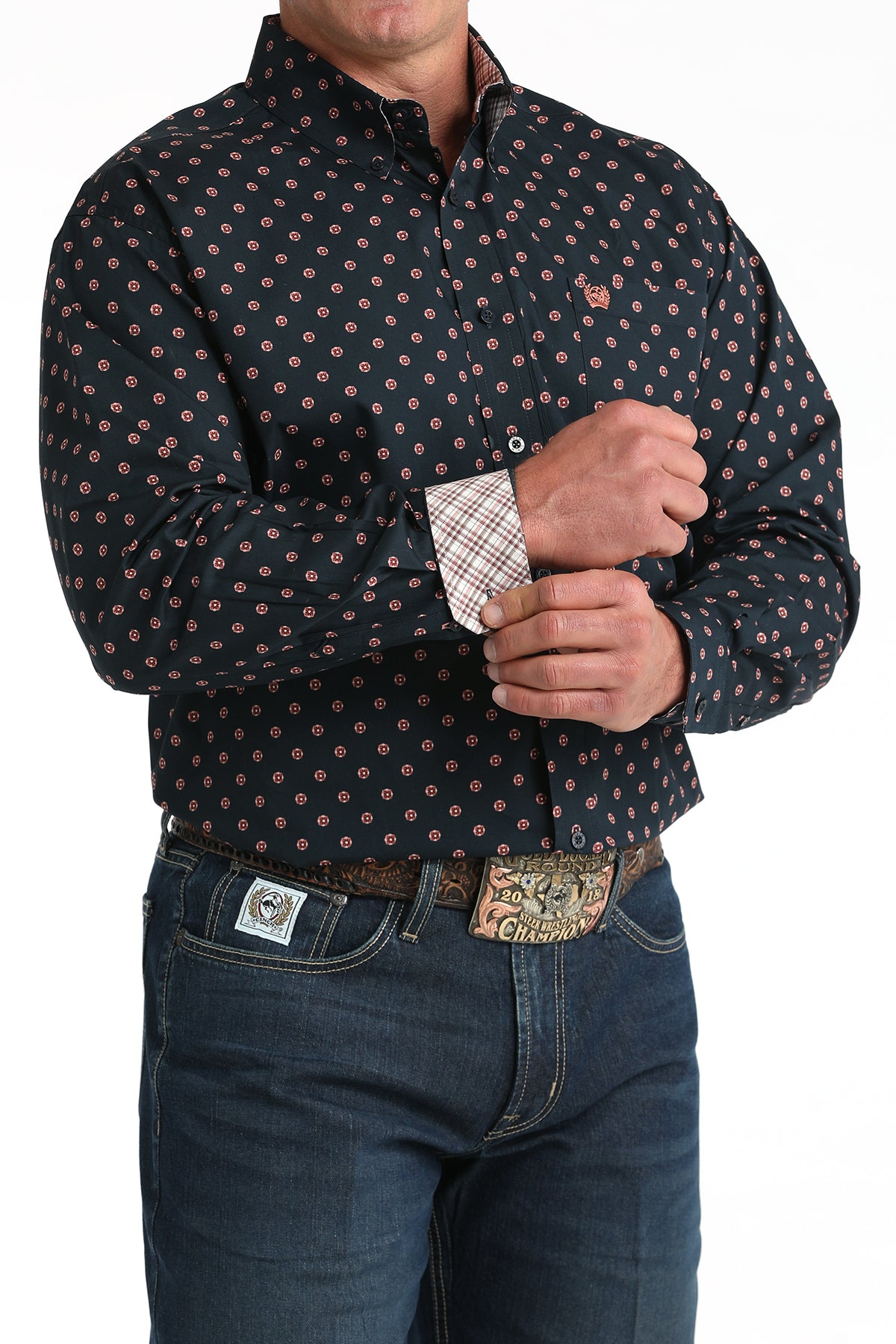Cinch Men's Long Sleeve Navy Button Down Shirt