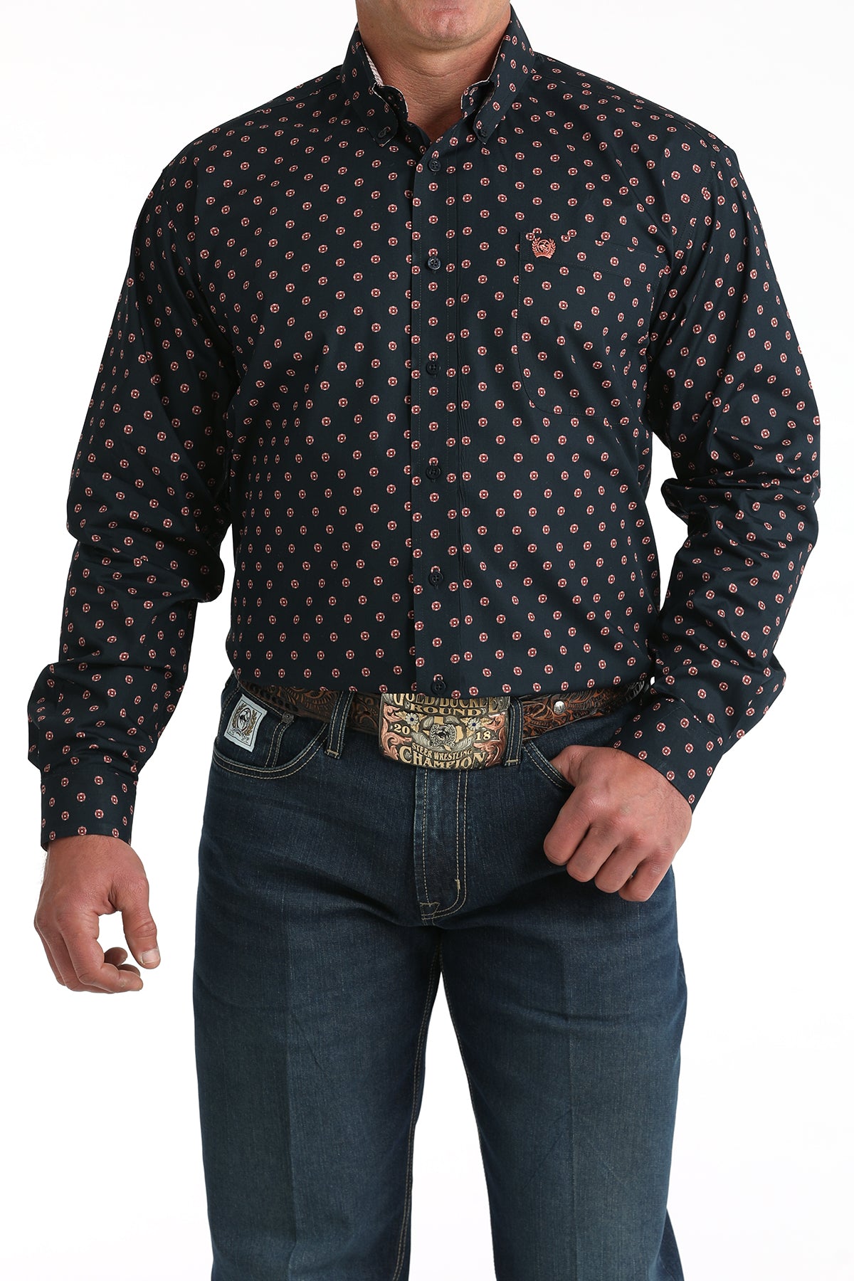 Cinch Men's Long Sleeve Navy Button Down Shirt