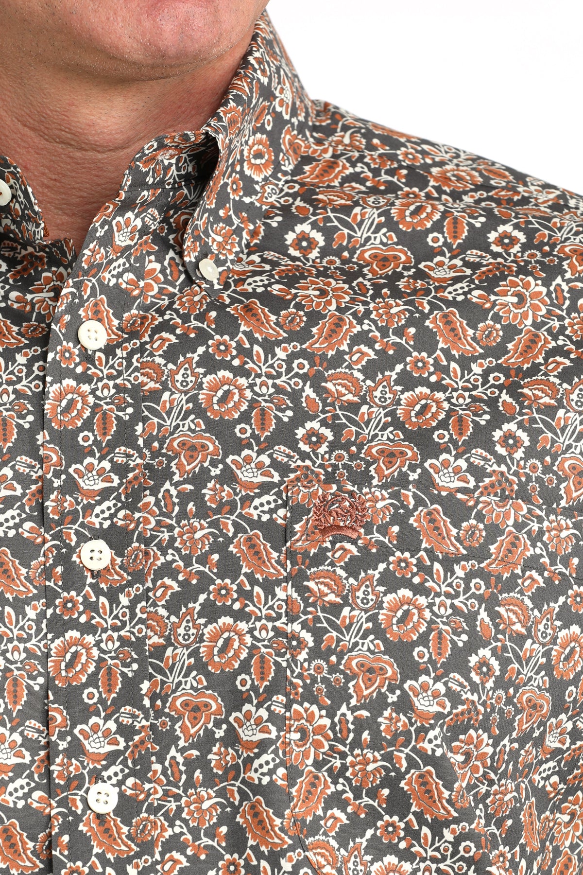Cinch Rust Floral Long Sleeve Shirt