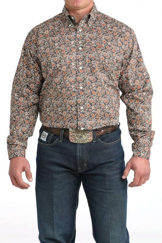 Cinch Rust Floral Long Sleeve Shirt