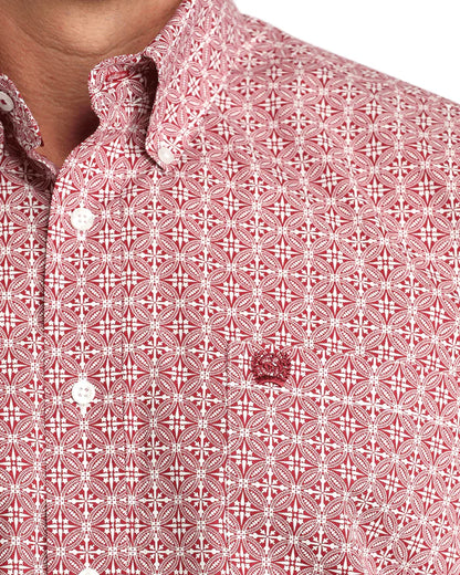 Cinch Red Geo Print Classic Fit Long Sleeve Shirt