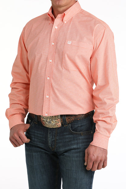Cinch Men's Orange Bold Design Classic Fit Shirt