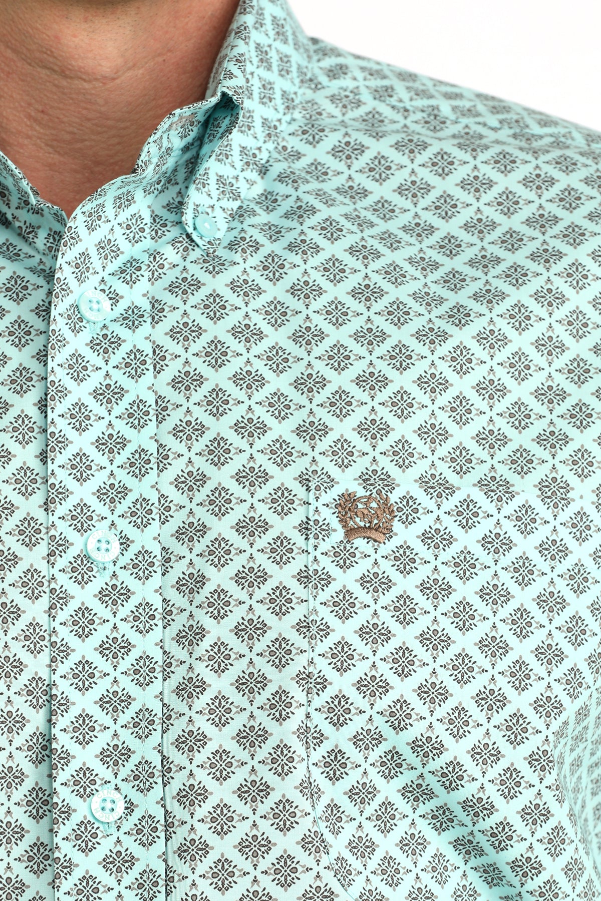 Cinch Men's Blue Geo Print Long Sleeve Shirt