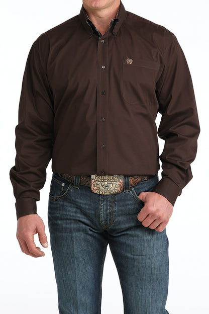 Cinch Brown Solid Long Sleeve Shirt