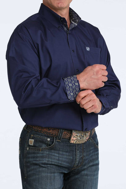 Cinch Men's Solid Royal Blue Long Sleeve Classic Shirt