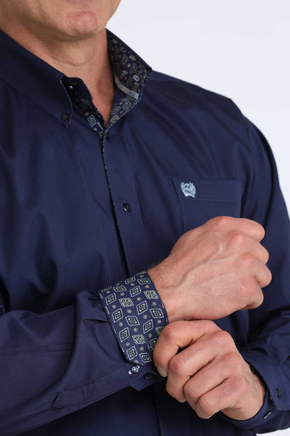 Cinch Men's Solid Royal Blue Long Sleeve Classic Shirt