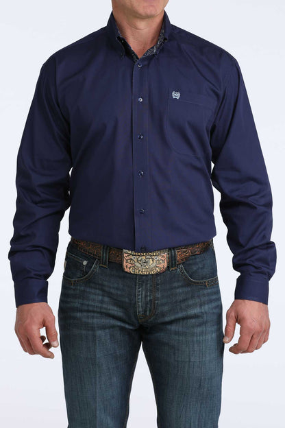 Cinch Men's Solid Royal Blue Long Sleeve Classic Shirt