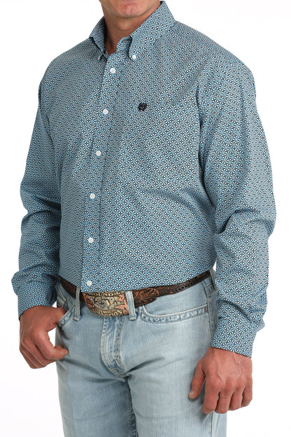 Cinch Men's Royal Blue & Black Geo Long Sleeve Western Shirt