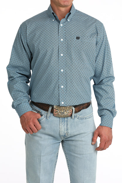 Cinch Men's Royal Blue & Black Geo Long Sleeve Western Shirt