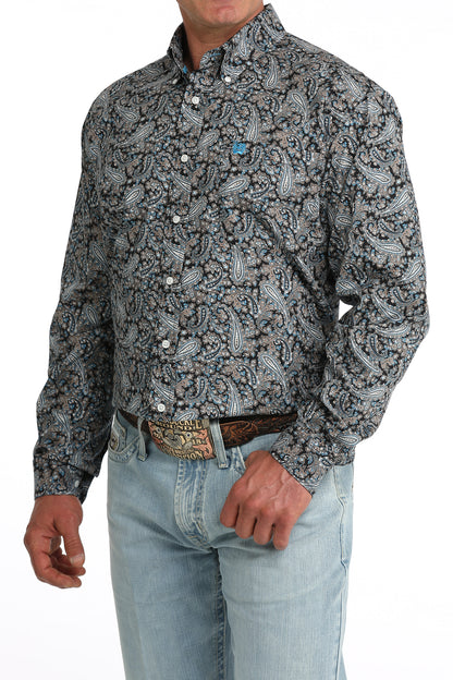 Cinch Men's Black Paisley Printed Long Sleeve Shirt