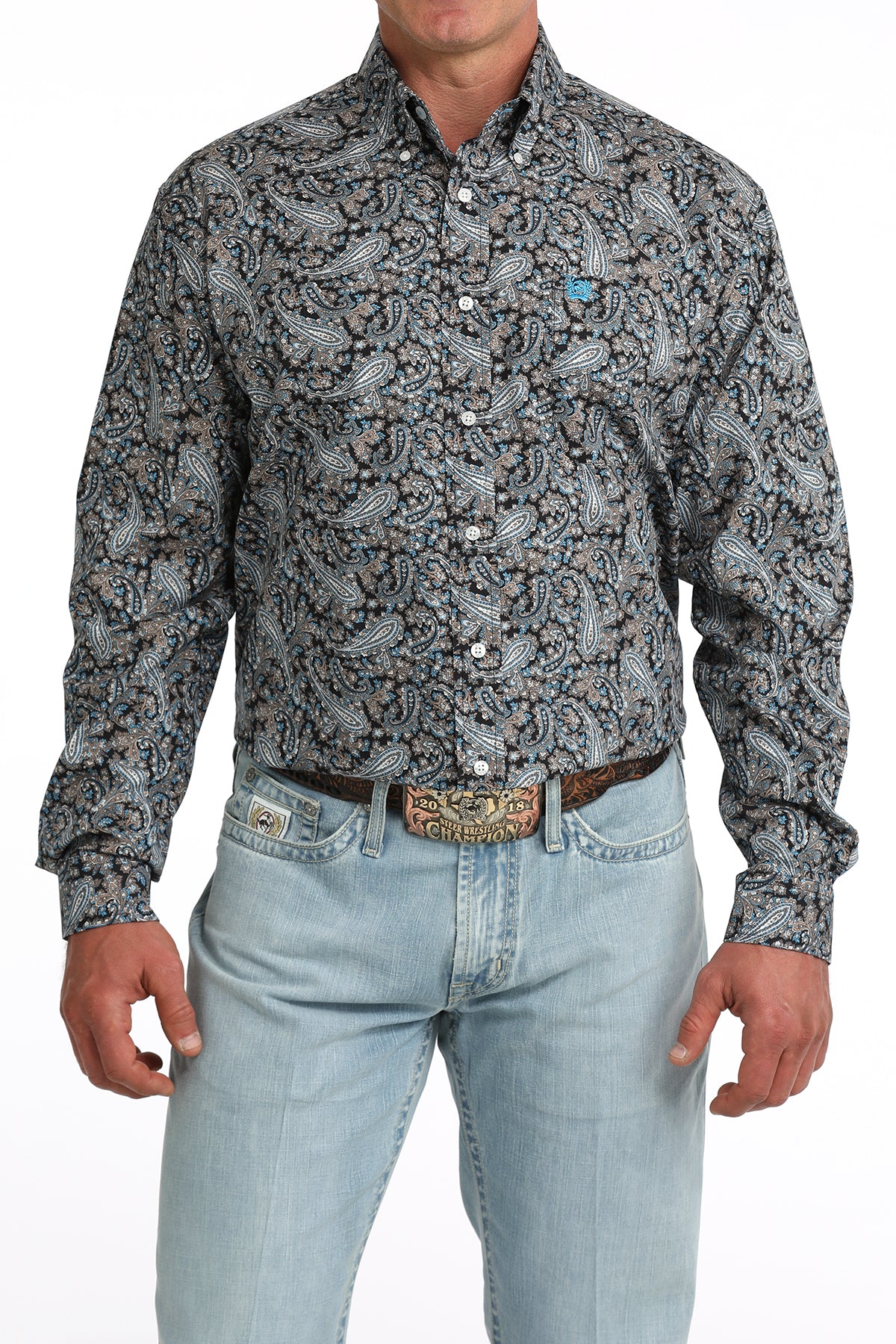 Cinch Men's Black Paisley Printed Long Sleeve Shirt