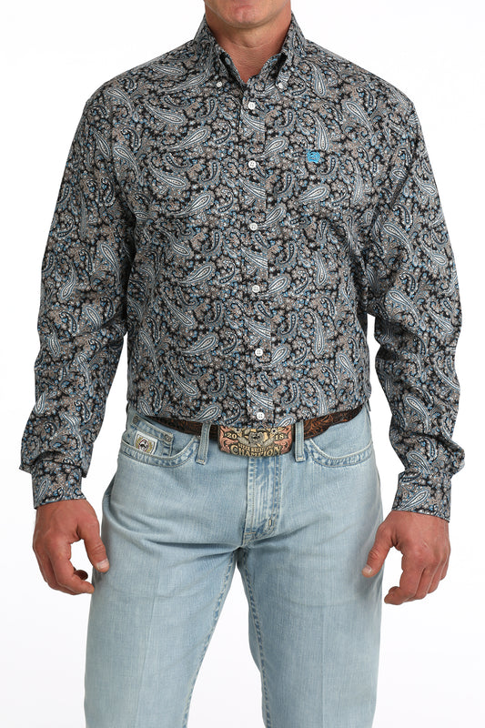 Cinch Men's Black Paisley Printed Long Sleeve Shirt
