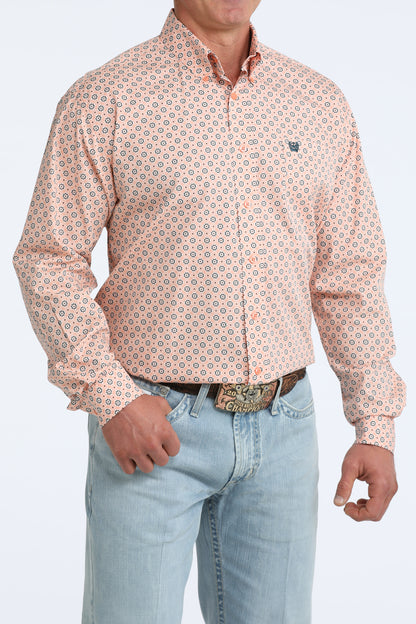 Cinch Men's Long Sleeve Coral Geometric Western Shirt
