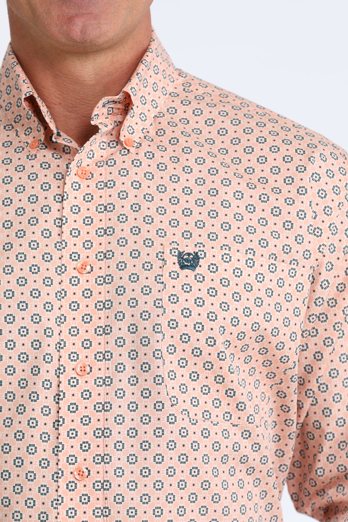 Cinch Men's Long Sleeve Coral Geometric Western Shirt