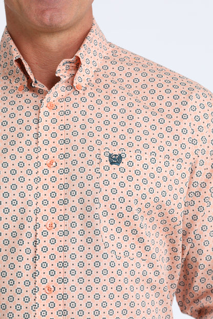 Cinch Men's Long Sleeve Coral Geometric Western Shirt