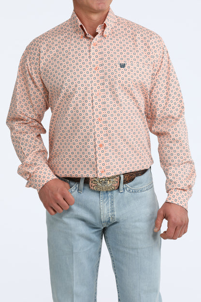 Cinch Men's Long Sleeve Coral Geometric Western Shirt