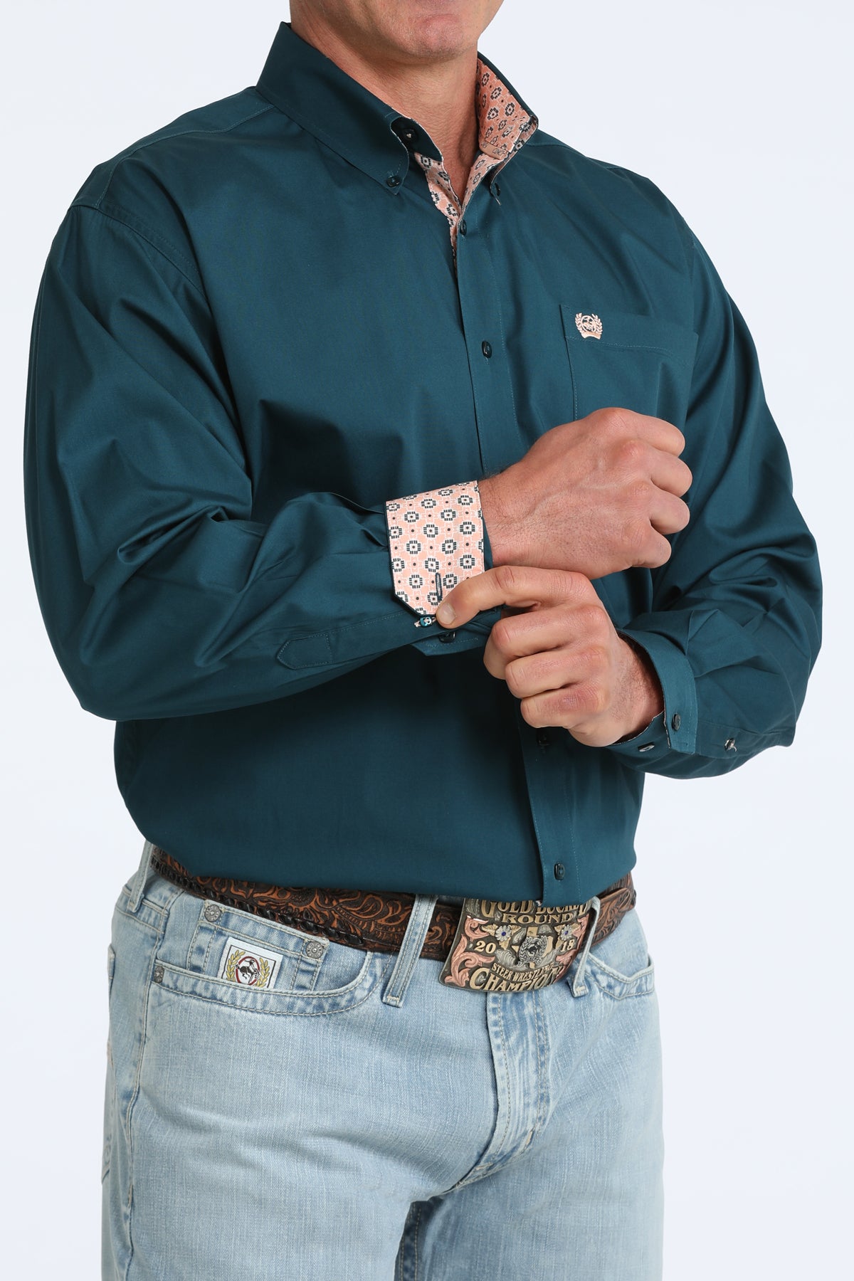 Cinch Men's Solid Teal Button Down Shirt