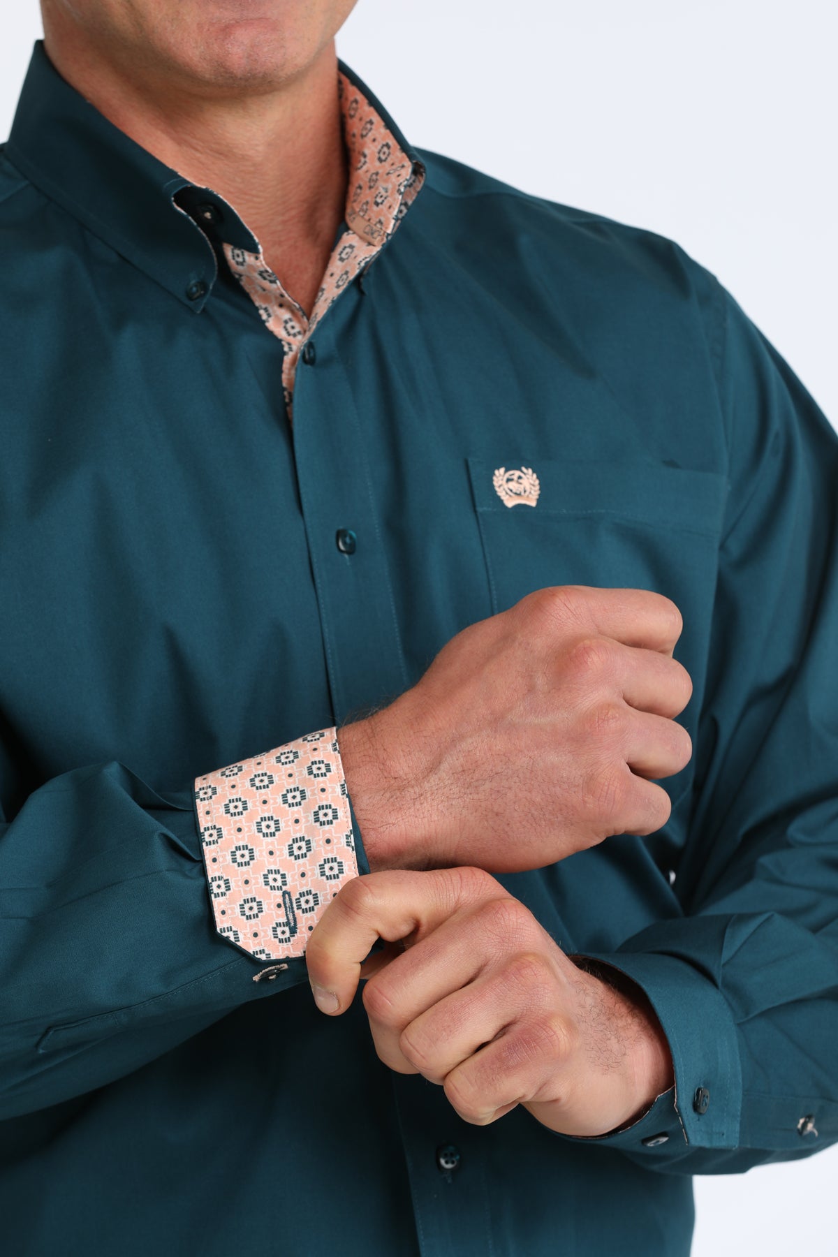 Cinch Men's Solid Teal Button Down Shirt