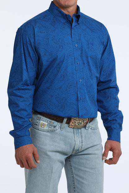Cinch Men's Royal Blue Paisley Print Button Down Shirt