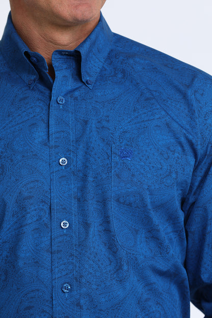 Cinch Men's Royal Blue Paisley Print Button Down Shirt