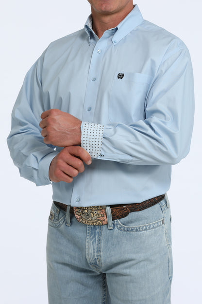 Cinch Men's Light Blue Solid Button Down Shirt