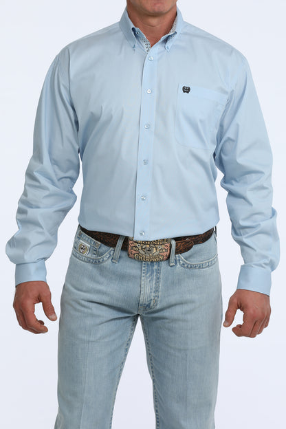 Cinch Men's Light Blue Solid Button Down Shirt