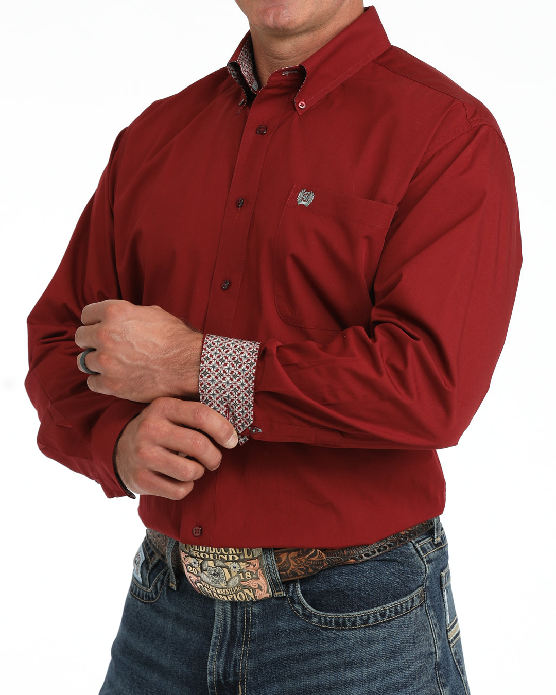 Cinch Burgundy Classic Fit Western Long Sleeve Shirt