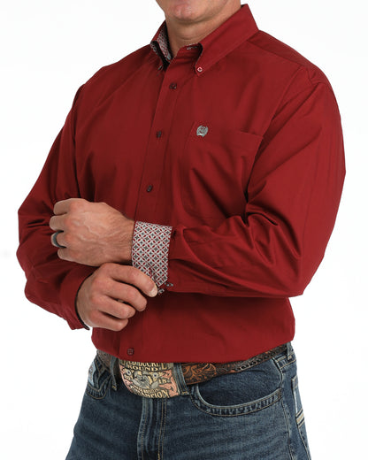 Cinch Burgundy Classic Fit Western Long Sleeve Shirt