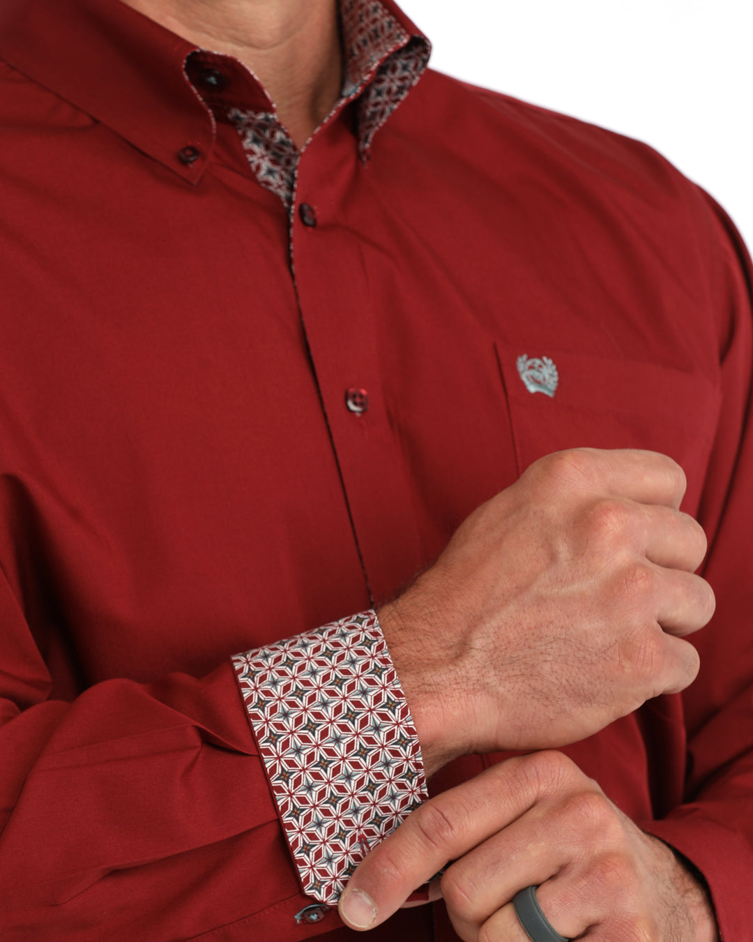 Cinch Burgundy Classic Fit Western Long Sleeve Shirt