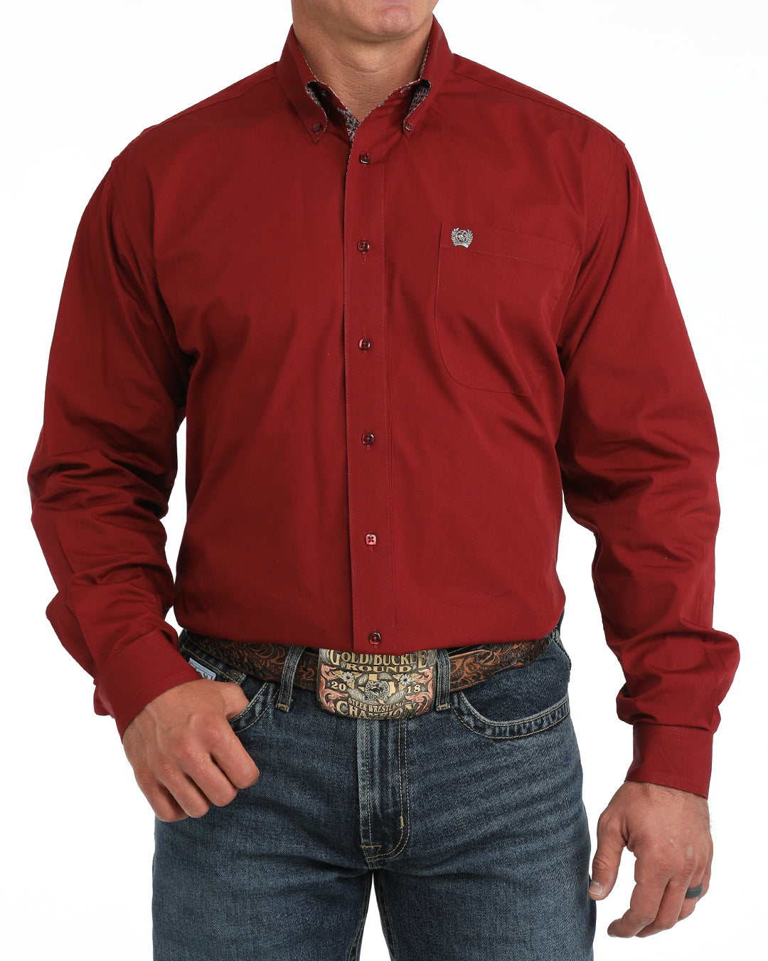 Cinch Burgundy Classic Fit Western Long Sleeve Shirt