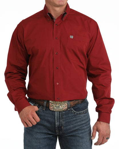 Cinch Burgundy Classic Fit Western Long Sleeve Shirt
